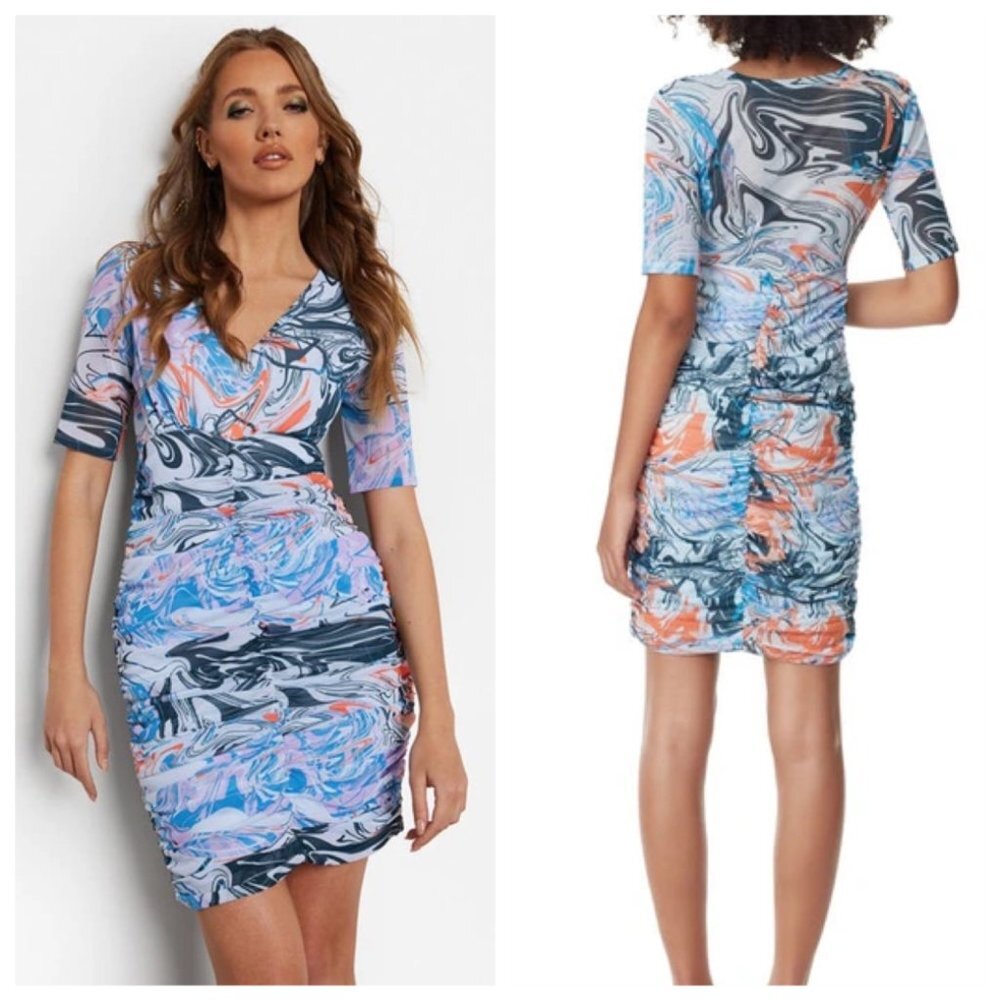 Abstract Print Midi Dress